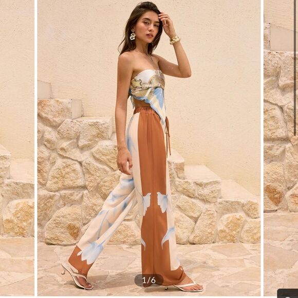 Commense Mid-Rise Floral Print Oversized Pants NWT XS - Picture 3 of 6